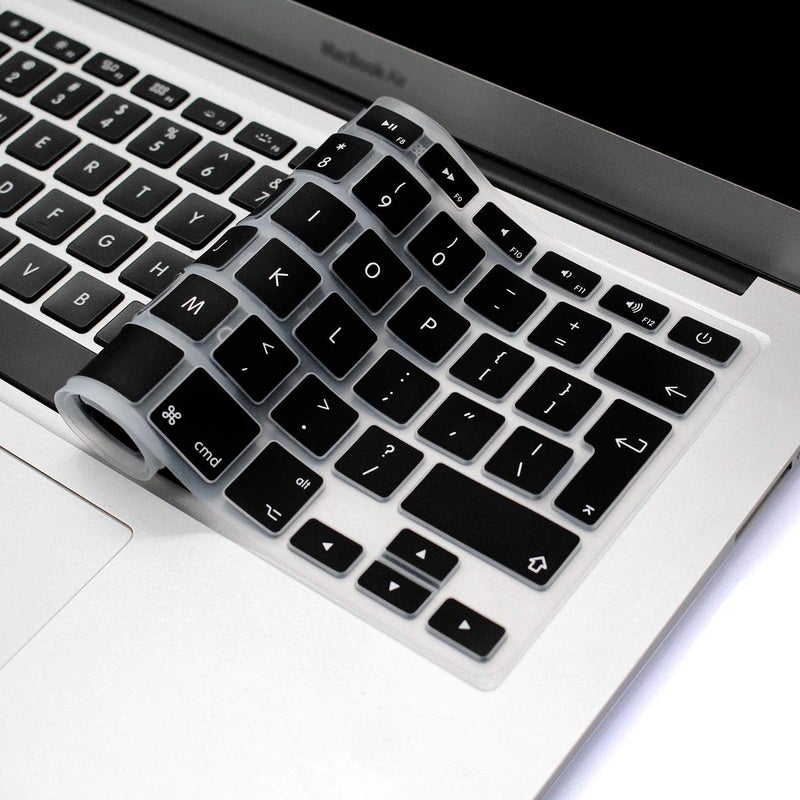 HRH English Silicone Keyboard Cover Skin for MacBook Air 13,for MacBook Pro 13/15/17 (with or w/Out Retina Display,2015 or Older Version),for iMac Older EU Layout Keyboard Protector-Black - Image 3
